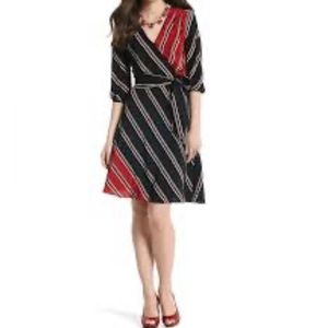 White House Black market, 100% silk striped midi dress.